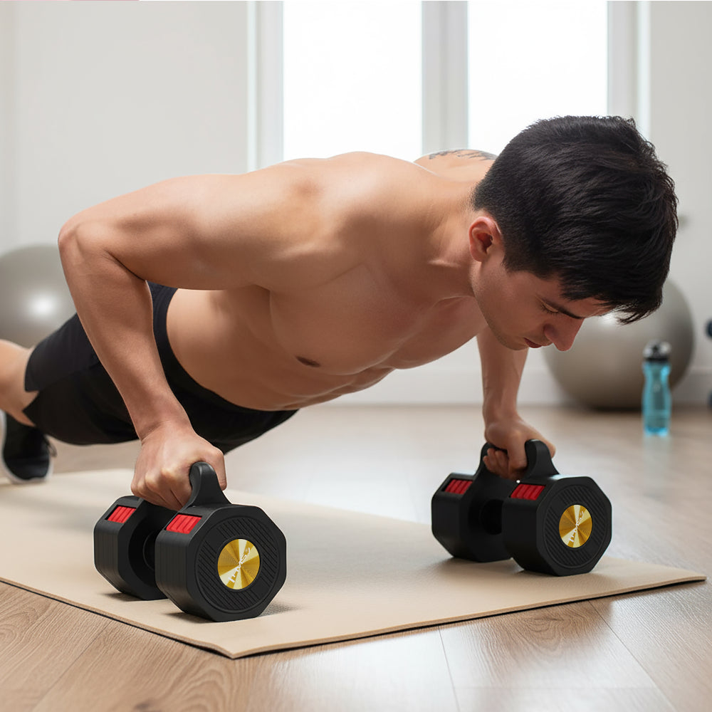 HMS 3-i-1 justerbar hantel, kettlebell och armhävningshandtag
