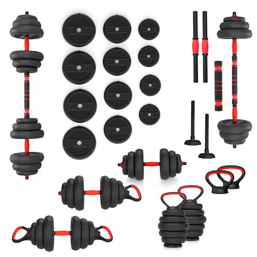 6-i-1 Träningsset 40 kg (Handtag, Skivstång & Kettlebell)