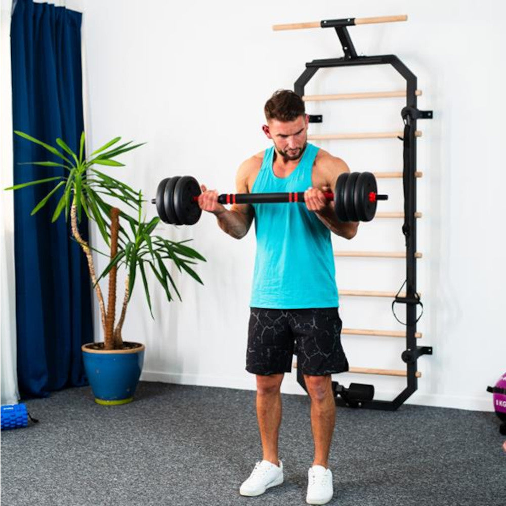 6-i-1 träningsset 30 kg (hantlar, skivstång & kettlebell)