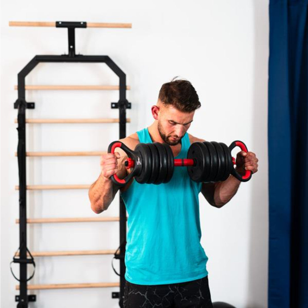 6-i-1 träningsset 30 kg (hantlar, skivstång & kettlebell)
