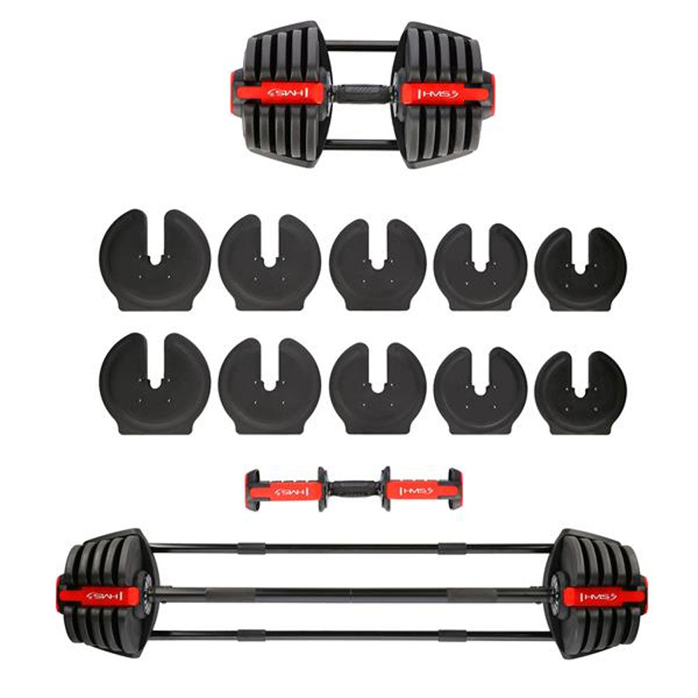 2-i-1 träningsset 40 kg (handvikt & skivstång)