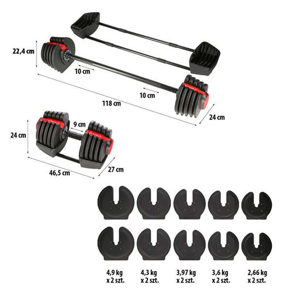 2-i-1 Træningssæt 40 kg (Håndvægt & Vægtstang)