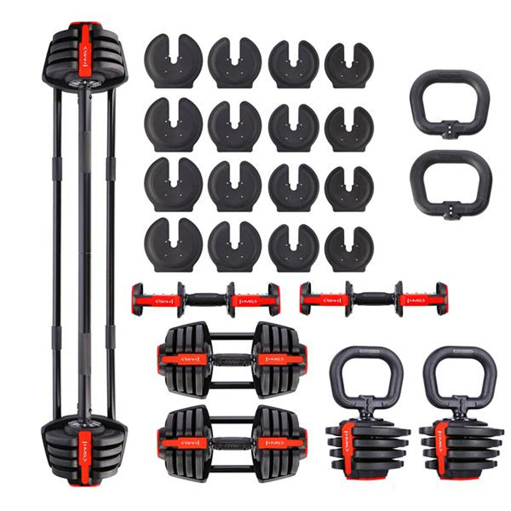 3-i-1 Träningsset 40 kg (Hantlar, Skivstång & Kettlebell)