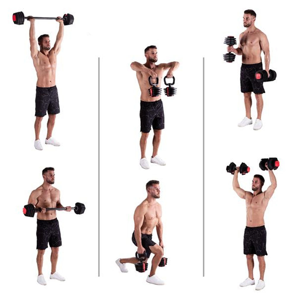 3-i-1 Träningsset 40 kg (Hantlar, Skivstång & Kettlebell)