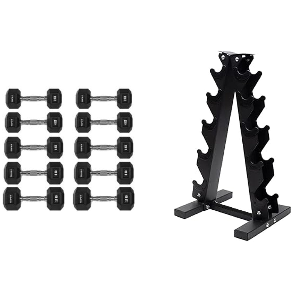 Hexagon-hantelset 2–10 kg inkl. ställning