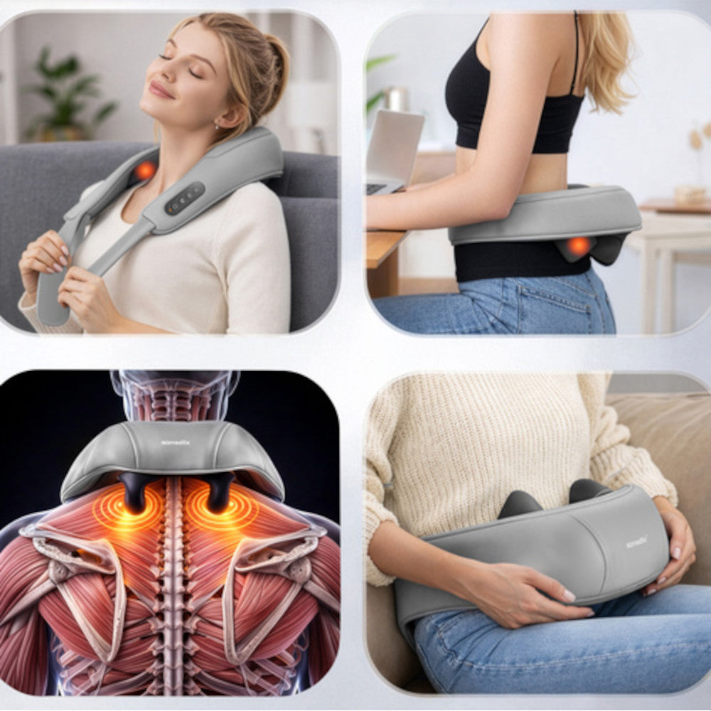 Massagekudde med värme för nacke, axlar & rygg