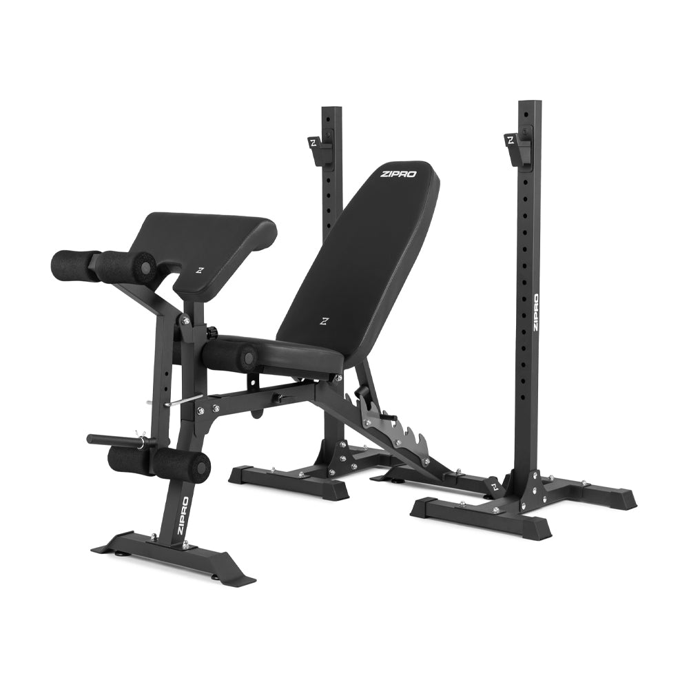 Komplett set träningsbänk & squat rack